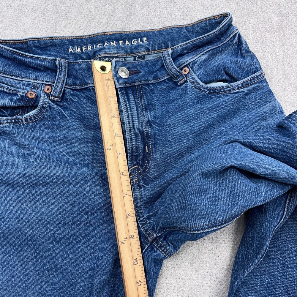 American Eagle Jeans Women 2 Short Low Rise Baggy Wide Leg Boho Med Wash Loose - Picture 10 of 13
